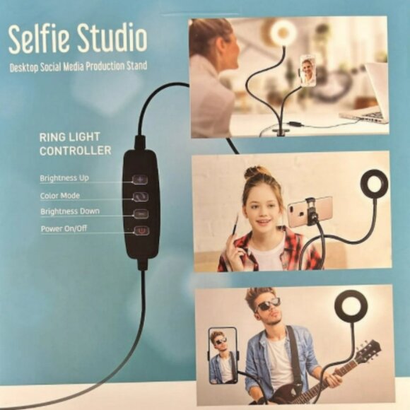 Merkury Desktop Selfie Studio Clip Vlogging Social Media Black MI-RLM03-101 - Picture 2 of 3